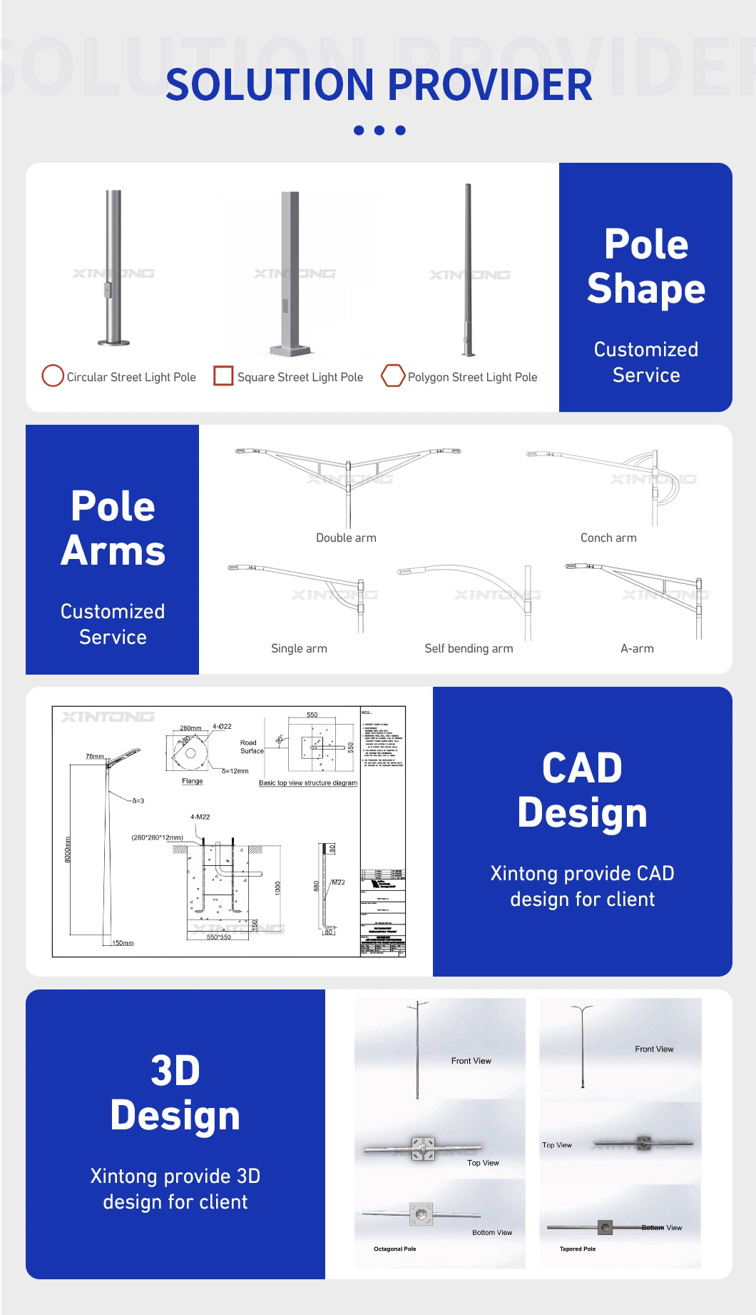 IP66 Garden Xintong Carton Box 14lm/W Solar LED Street Light with Low Price